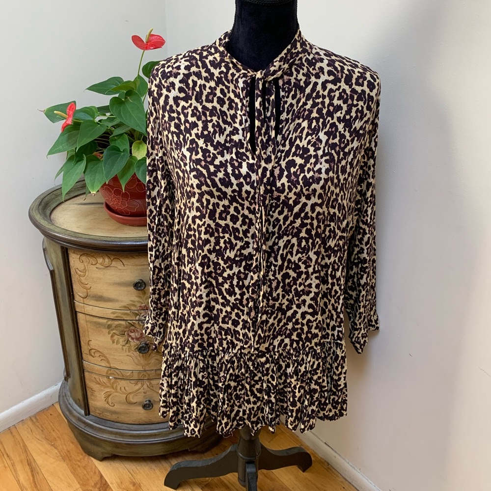 Zara animal print tunic with peplum.